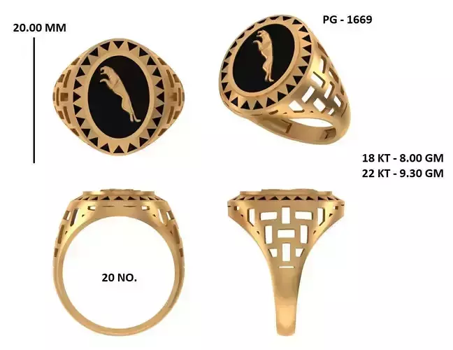 Elegant Mens Signet Ring Royal and Symbolic Design Jaguar