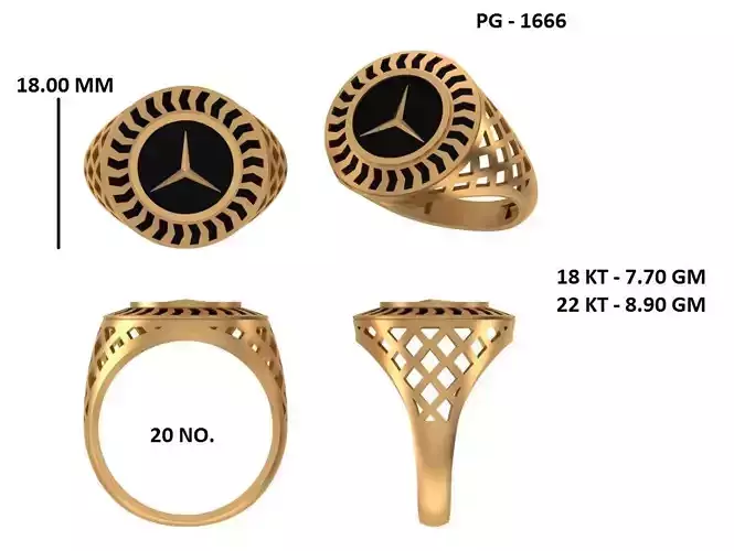 Elegant Mens Signet Ring Royal and Symbolic Design Mercedes