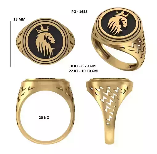 Elegant Mens Signet Ring Royal and Symbolic Design Horse
