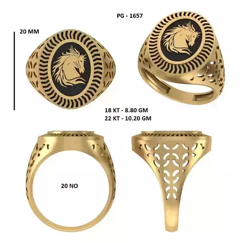 Elegant Mens Signet Ring Royal and Symbolic Design Horse 2