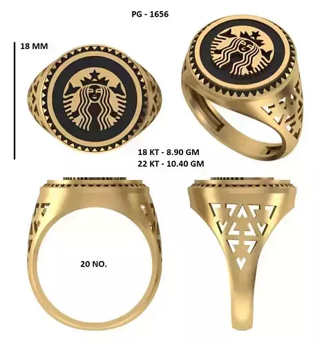 Elegant Mens Signet Ring Royal and Symbolic Design Starbucks 3D print model