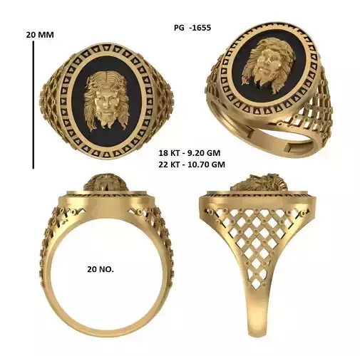 Elegant Mens Signet Ring Royal and Symbolic Design Jesus