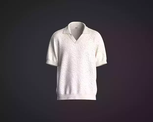 Mens textured fabric rib polo with johnny collar