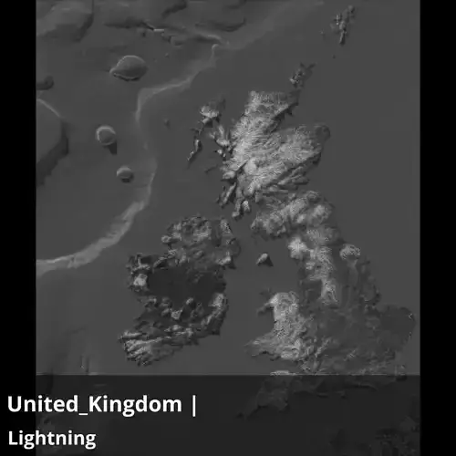 United Kingdom Satellite Night 27k High resolution Maps
