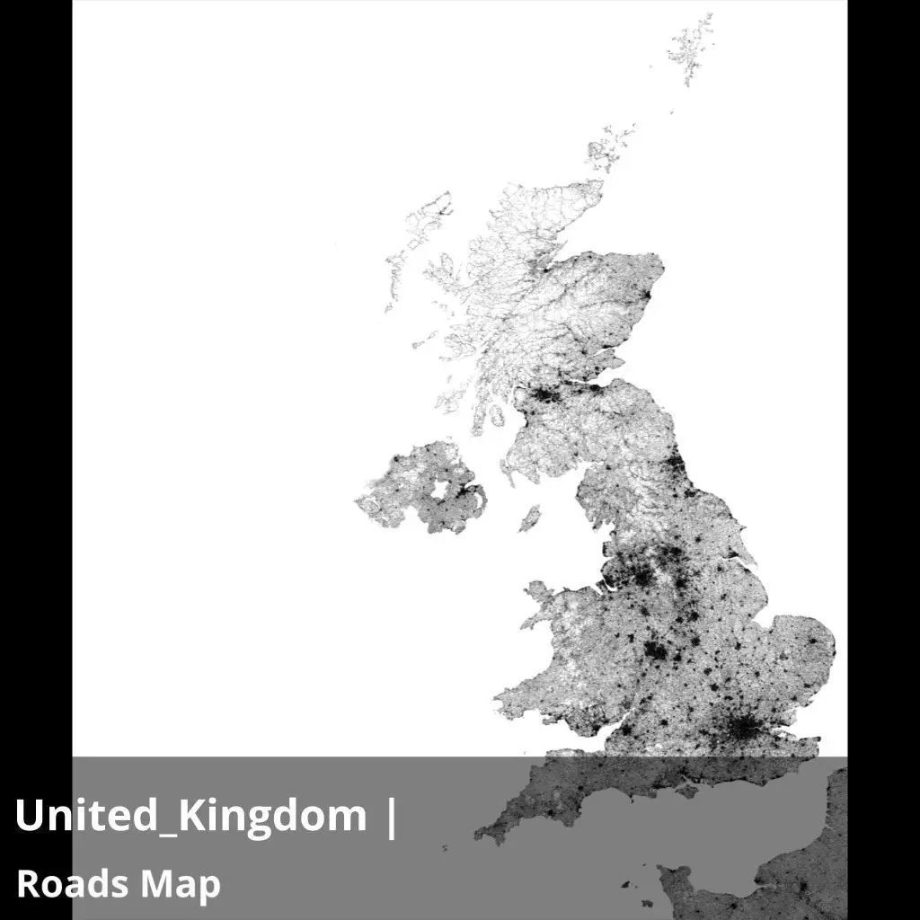 United Kingdom Roads and Buildings 27k High resolution Maps Texture