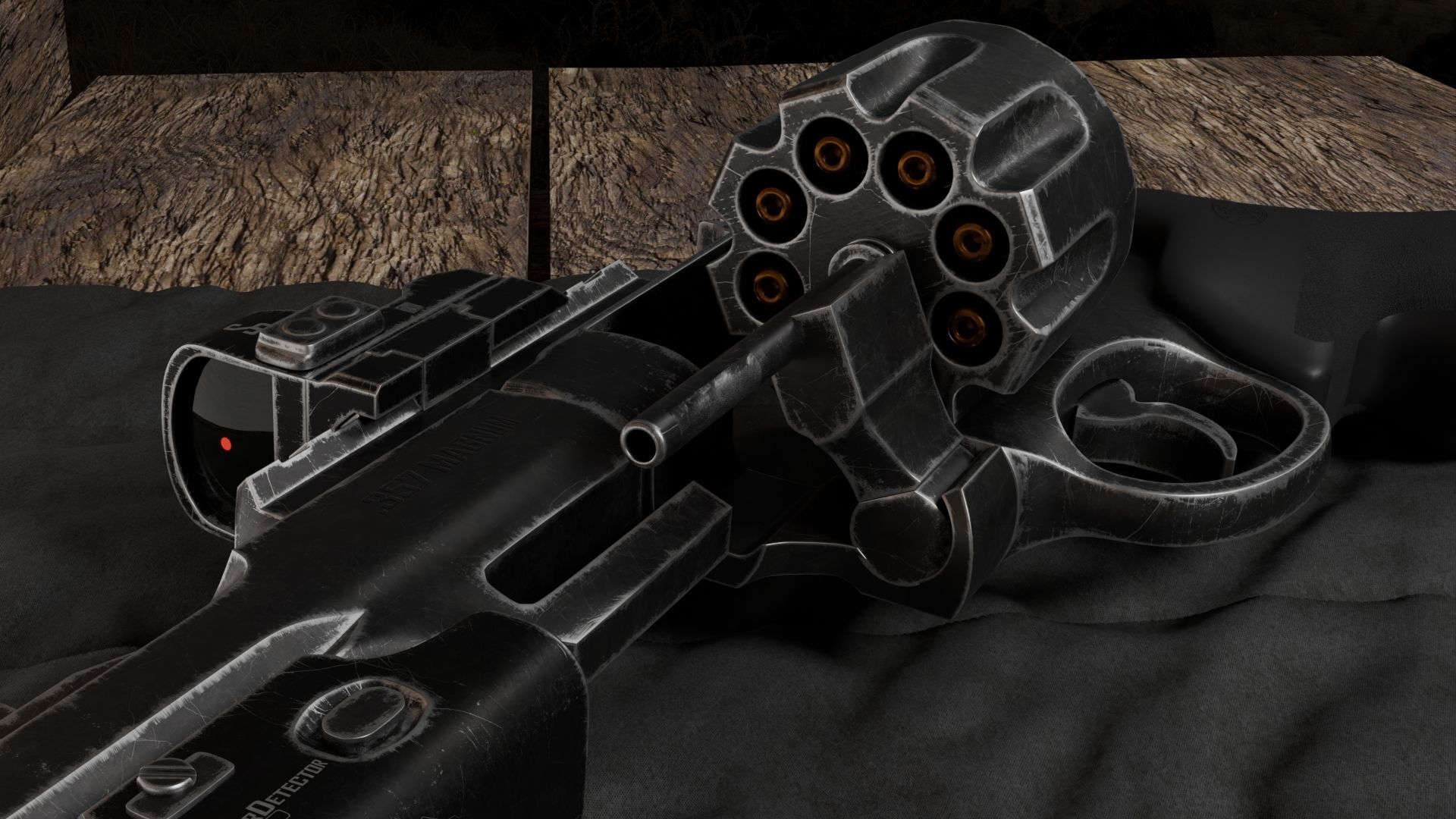 Vintage Revolver Low-poly 3D model_4