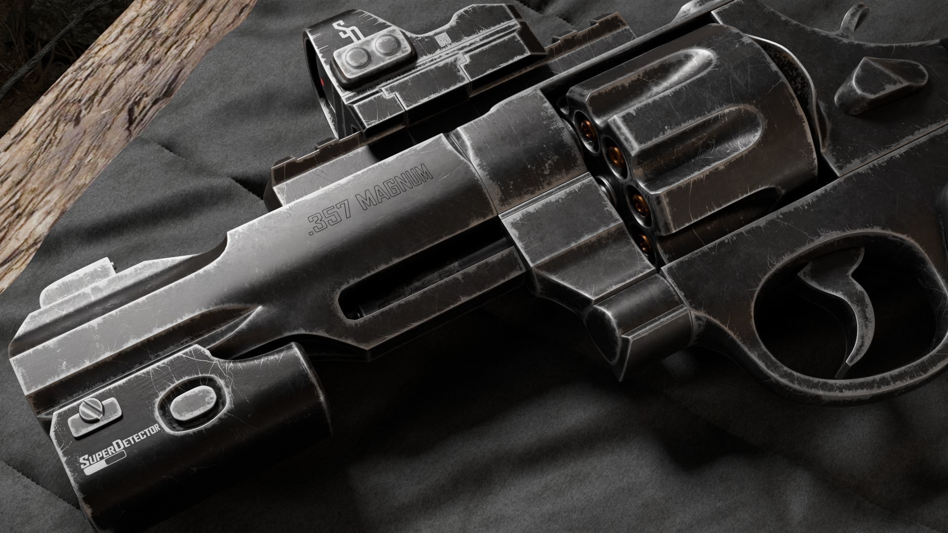 Vintage Revolver Low-poly 3D model_3