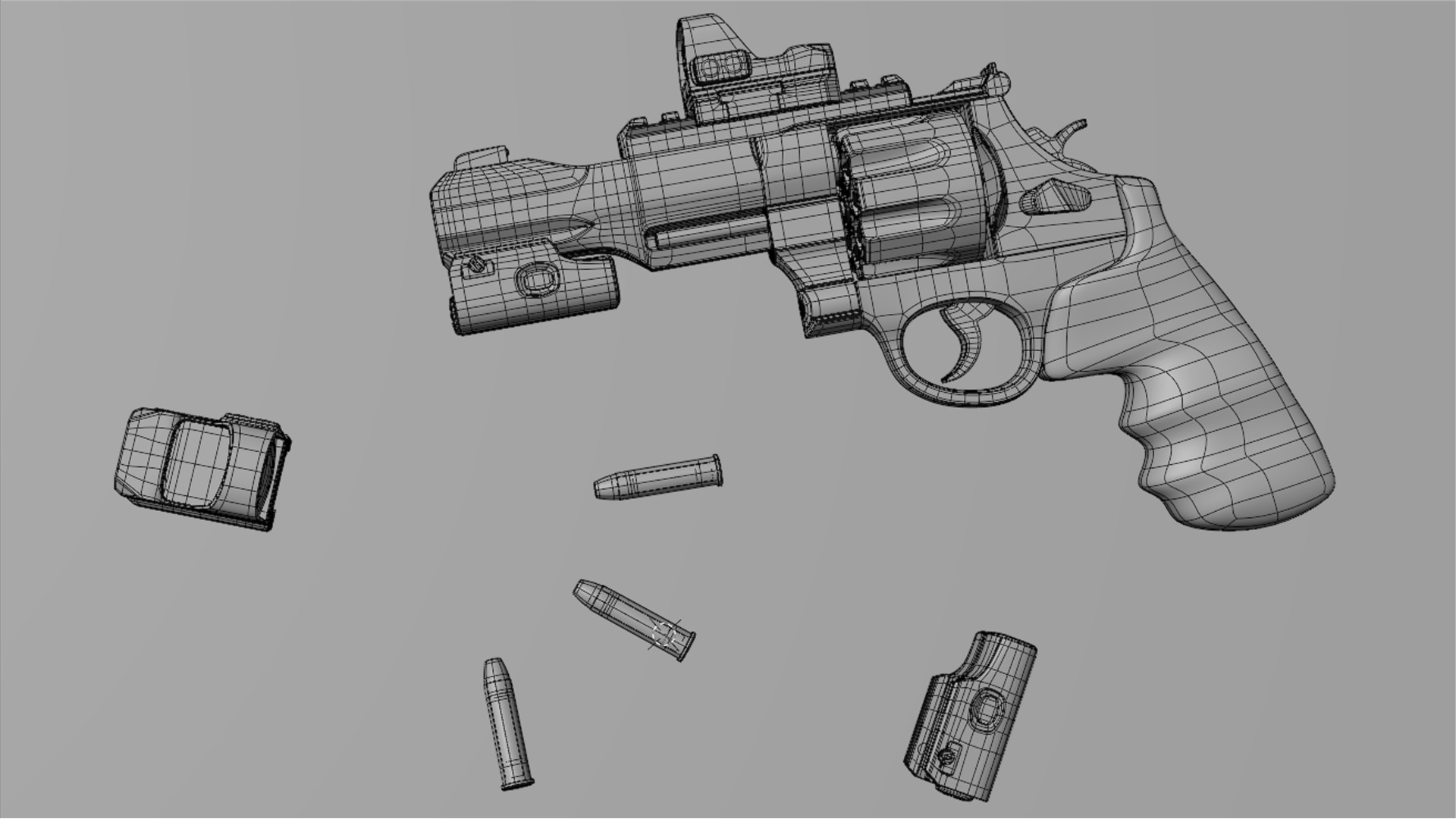 Vintage Revolver Low-poly 3D model_8