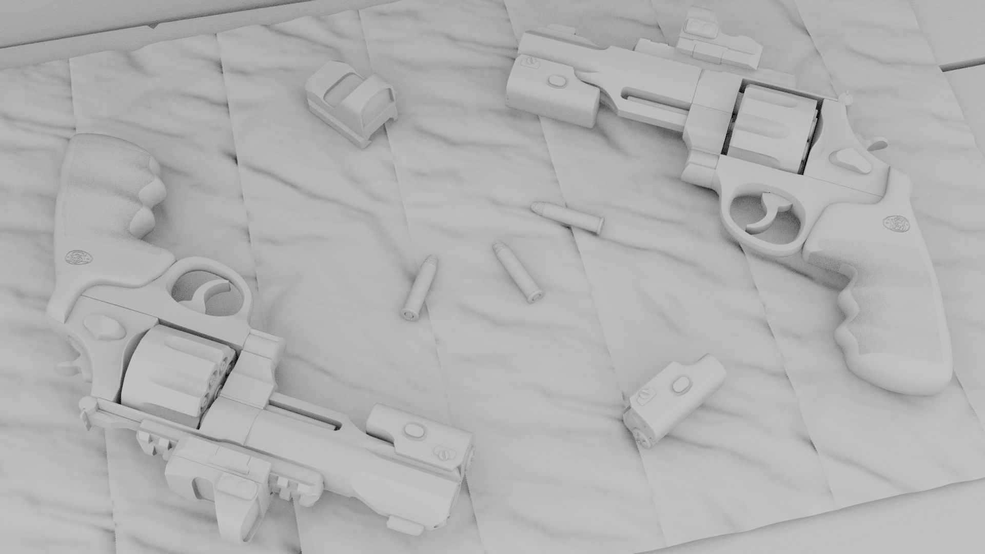 Vintage Revolver Low-poly 3D model_7