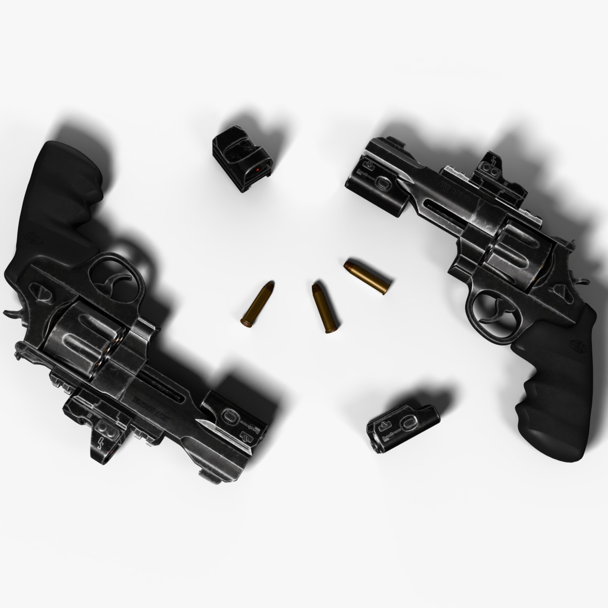 Vintage Revolver Low-poly 3D model_1