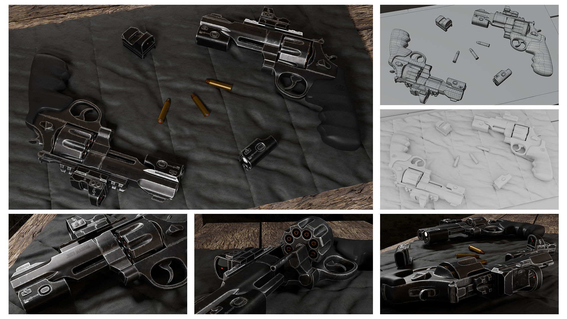 Vintage Revolver Low-poly 3D model_2