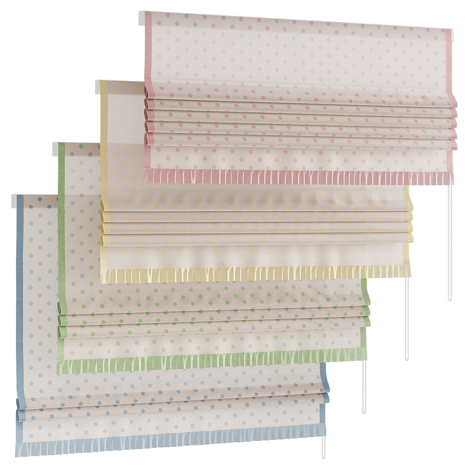 Roman curtain with ruffles for the children room 3D model_2