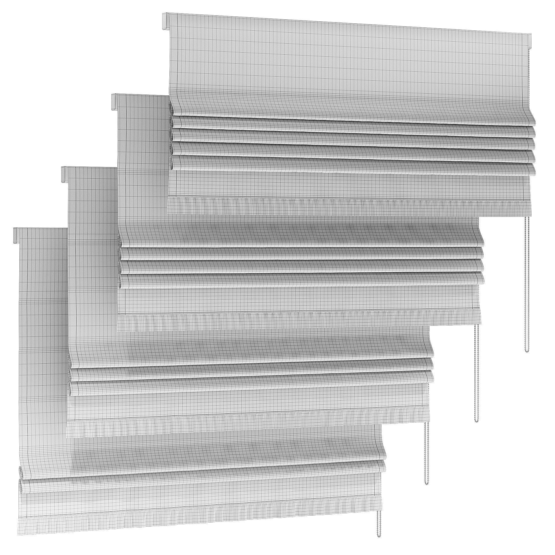 Roman curtain with ruffles for the children room 3D model_5