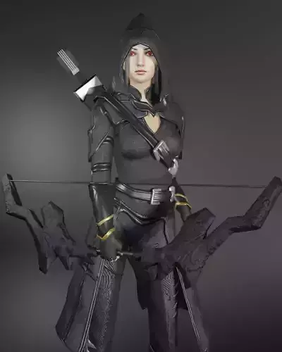 Shadow Archer Female Character - Fantasy 3D Model