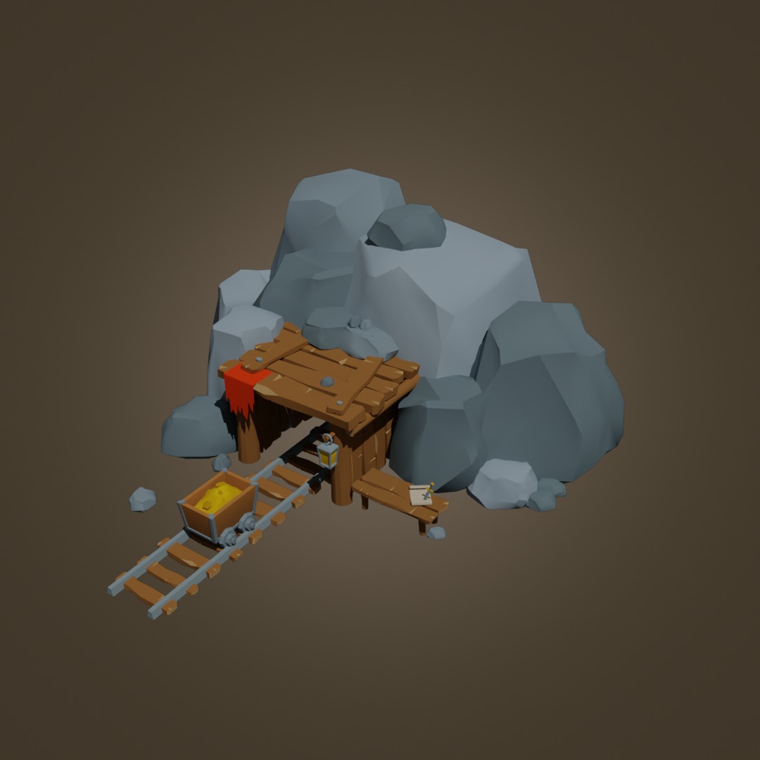 Goblins and Orcs Gold Mine Low-poly 3D model_2