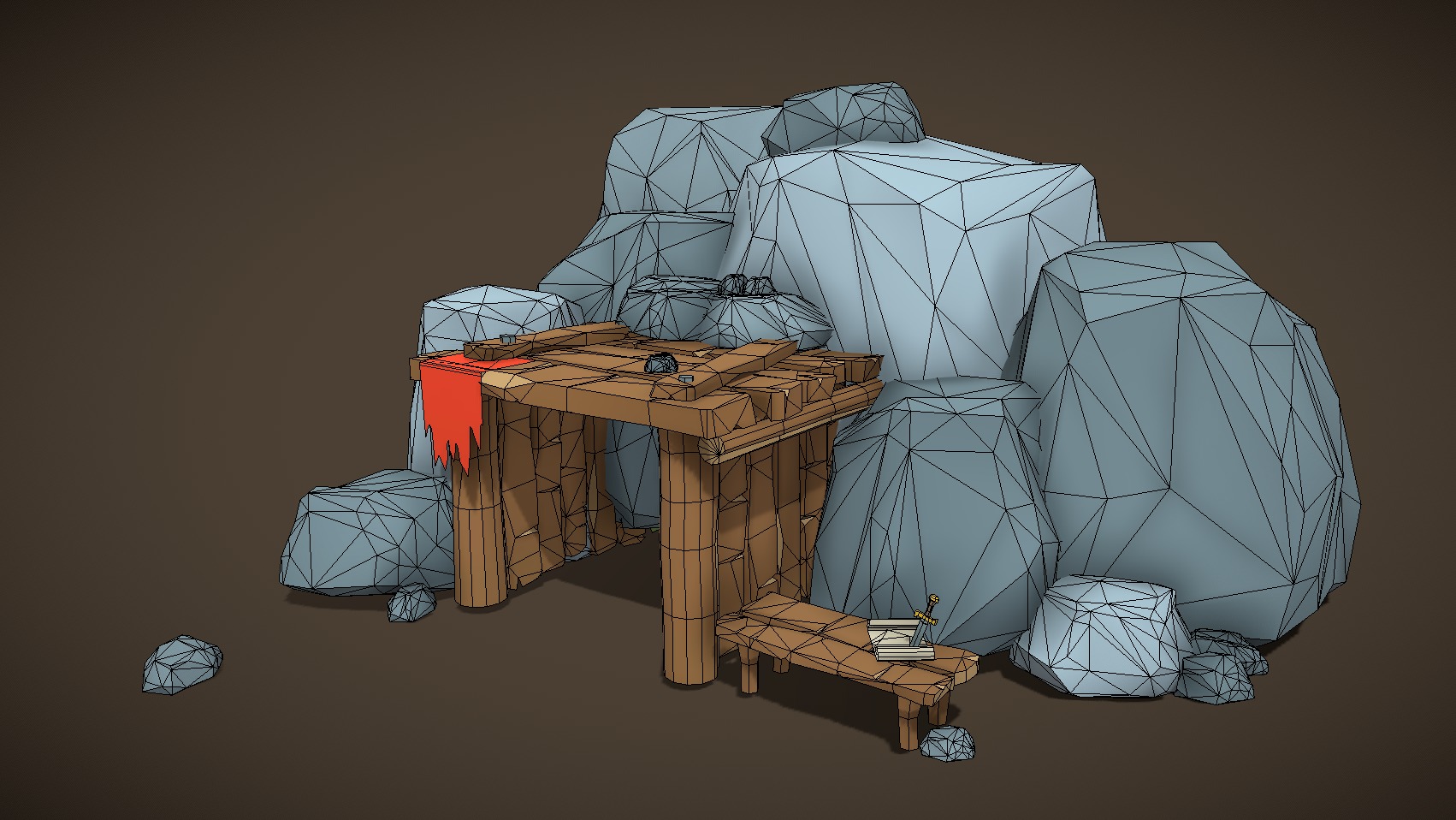 Goblins and Orcs Gold Mine Low-poly 3D model_4