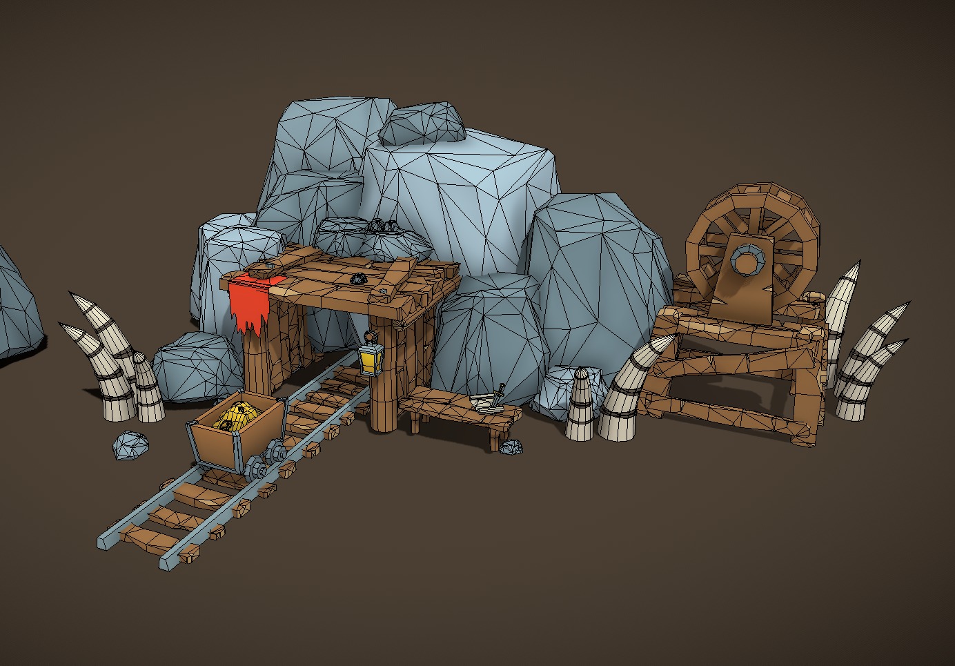 Goblins and Orcs Gold Mine Low-poly 3D model_6