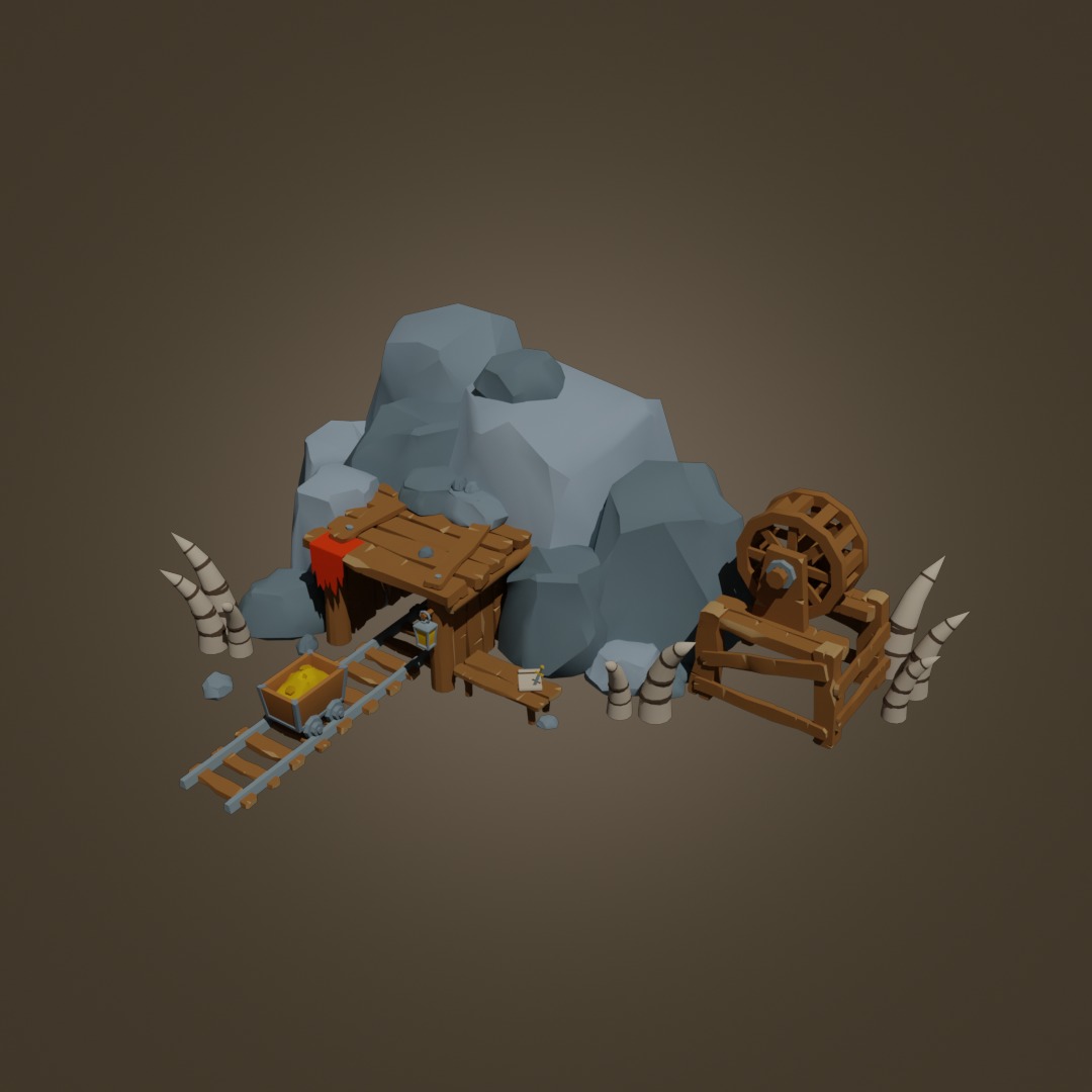 Goblins and Orcs Gold Mine Low-poly 3D model_3