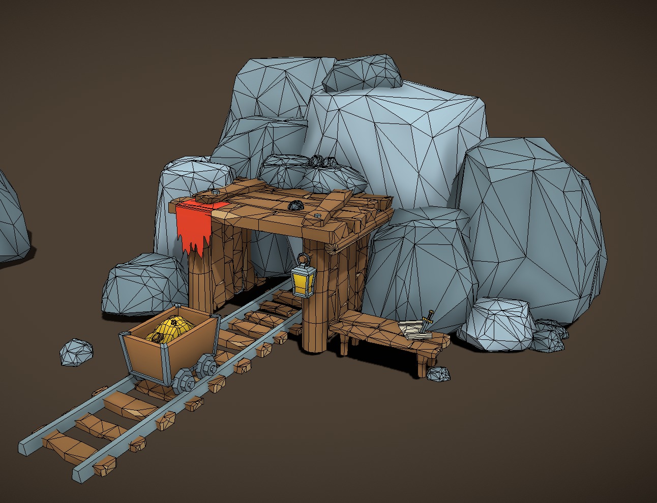 Goblins and Orcs Gold Mine Low-poly 3D model_5