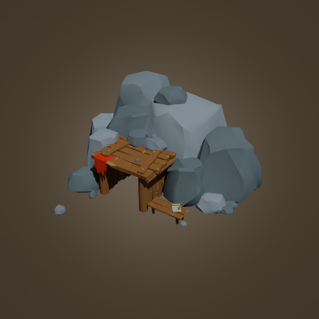 Goblins and Orcs Gold Mine Low-poly 3D model_1