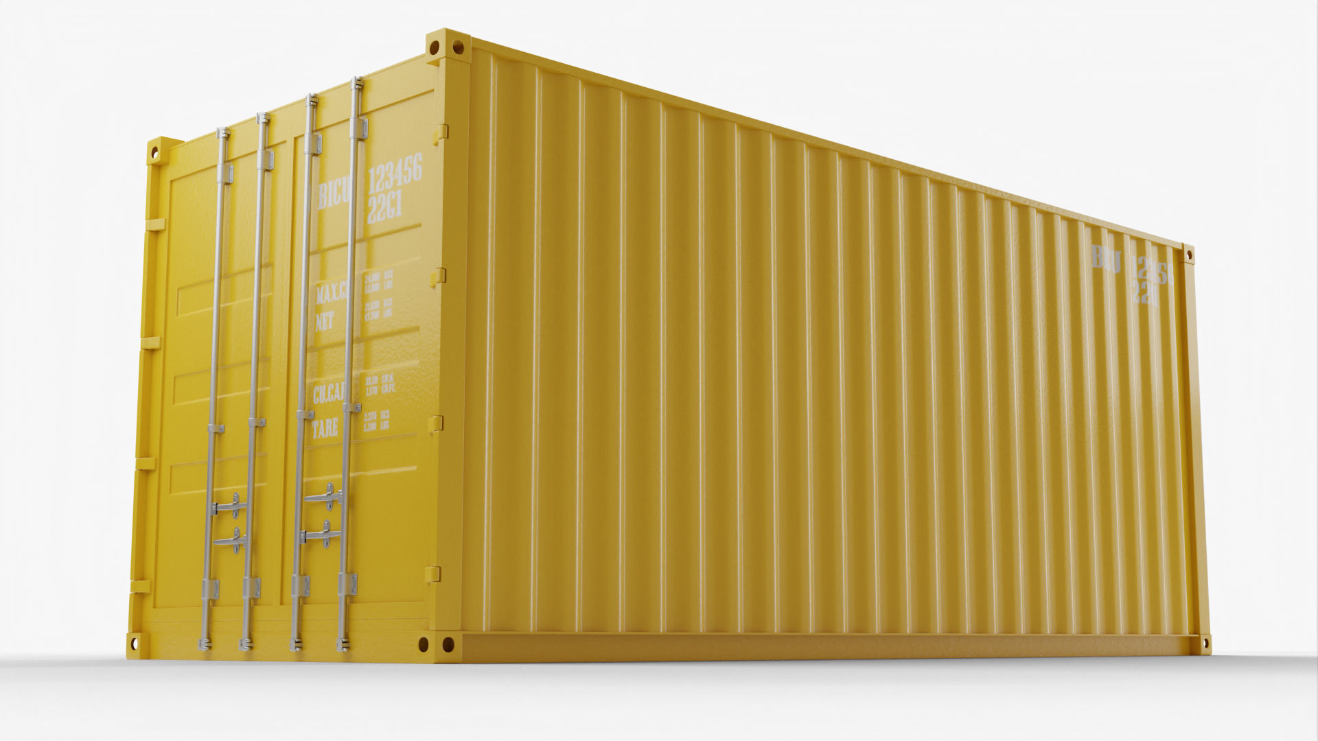 20Ft Cargo Container - Yellow - Clean 3D model_3