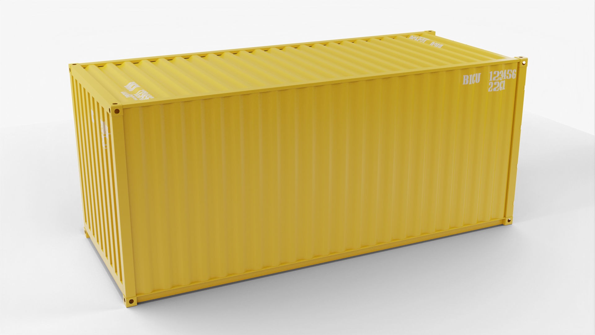 20Ft Cargo Container - Yellow - Clean 3D model_4