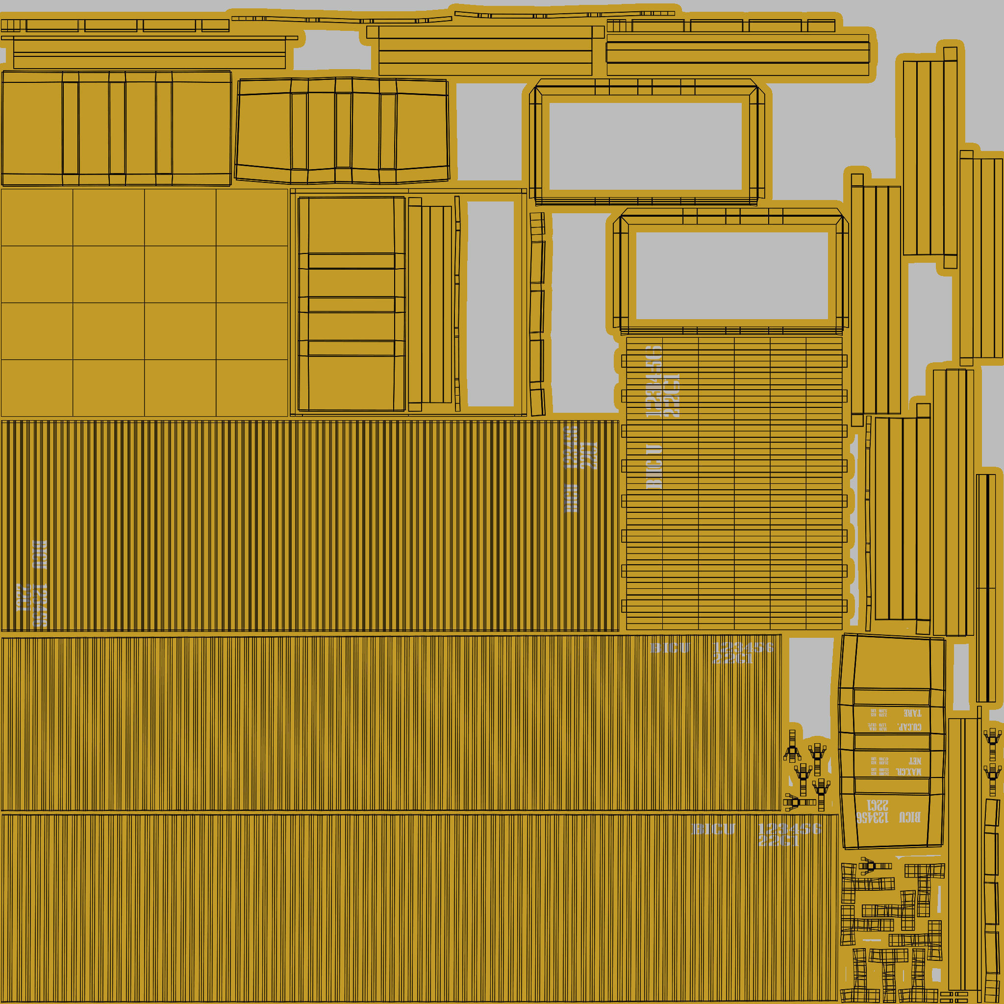20Ft Cargo Container - Yellow - Clean 3D model_17