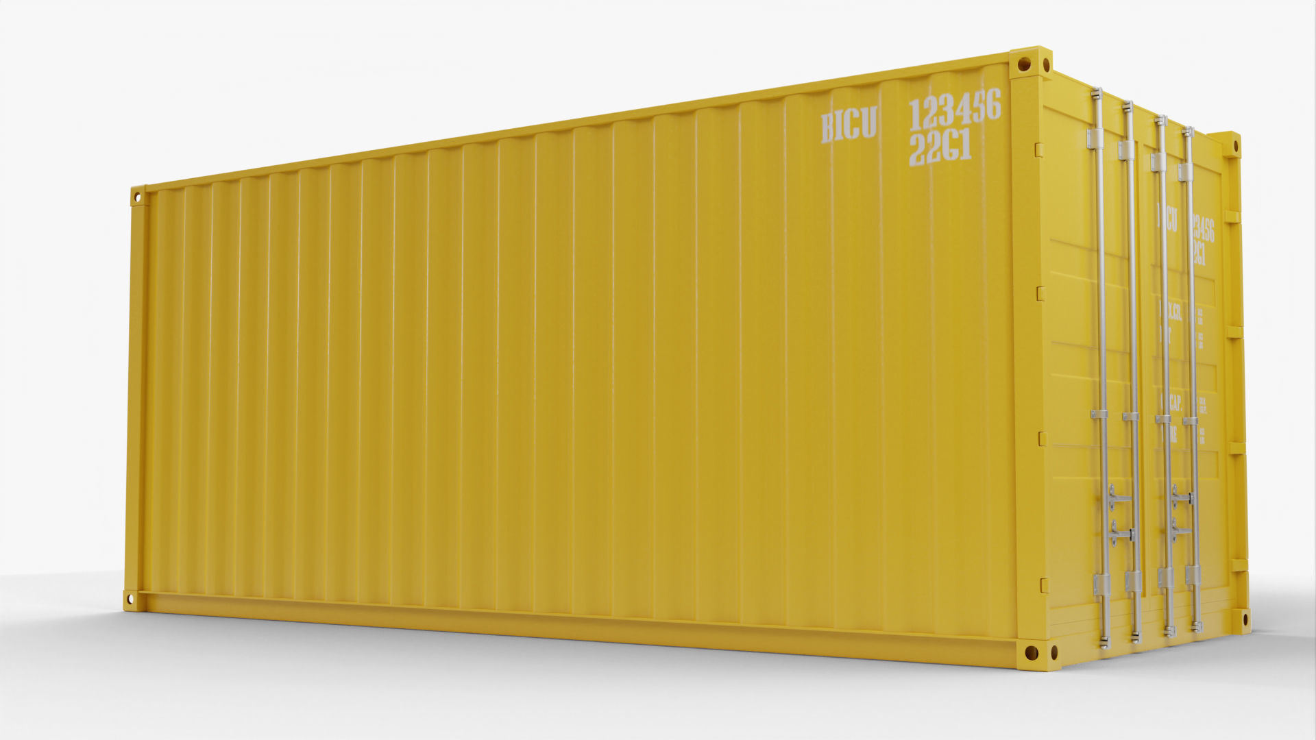 20Ft Cargo Container - Yellow - Clean 3D model_6