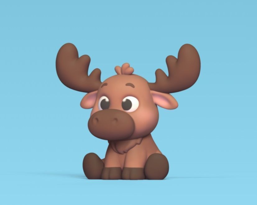 Cute Sitting Moose 3D print model_2
