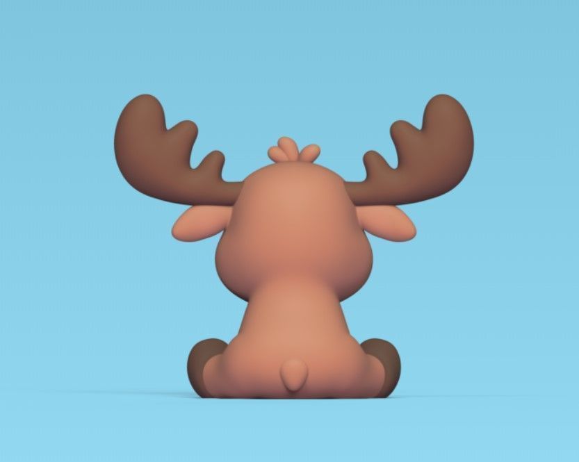 Cute Sitting Moose 3D print model_4