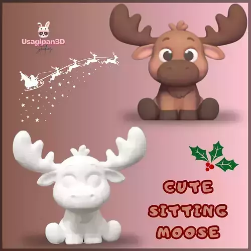 Cute Sitting Moose 3D print model Cute Sitting Moose 3D print model