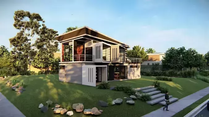 Casa Scene-villa-modern house 3D model