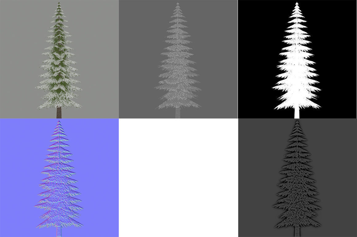 Canadian Spruce Tree Snow V1 Low-poly 3D model_9