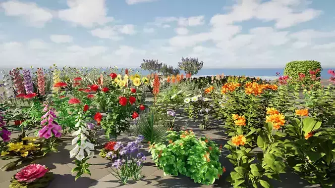 Realistic Low-Poly Outdoor Flowering Plants Low-poly 3D model
