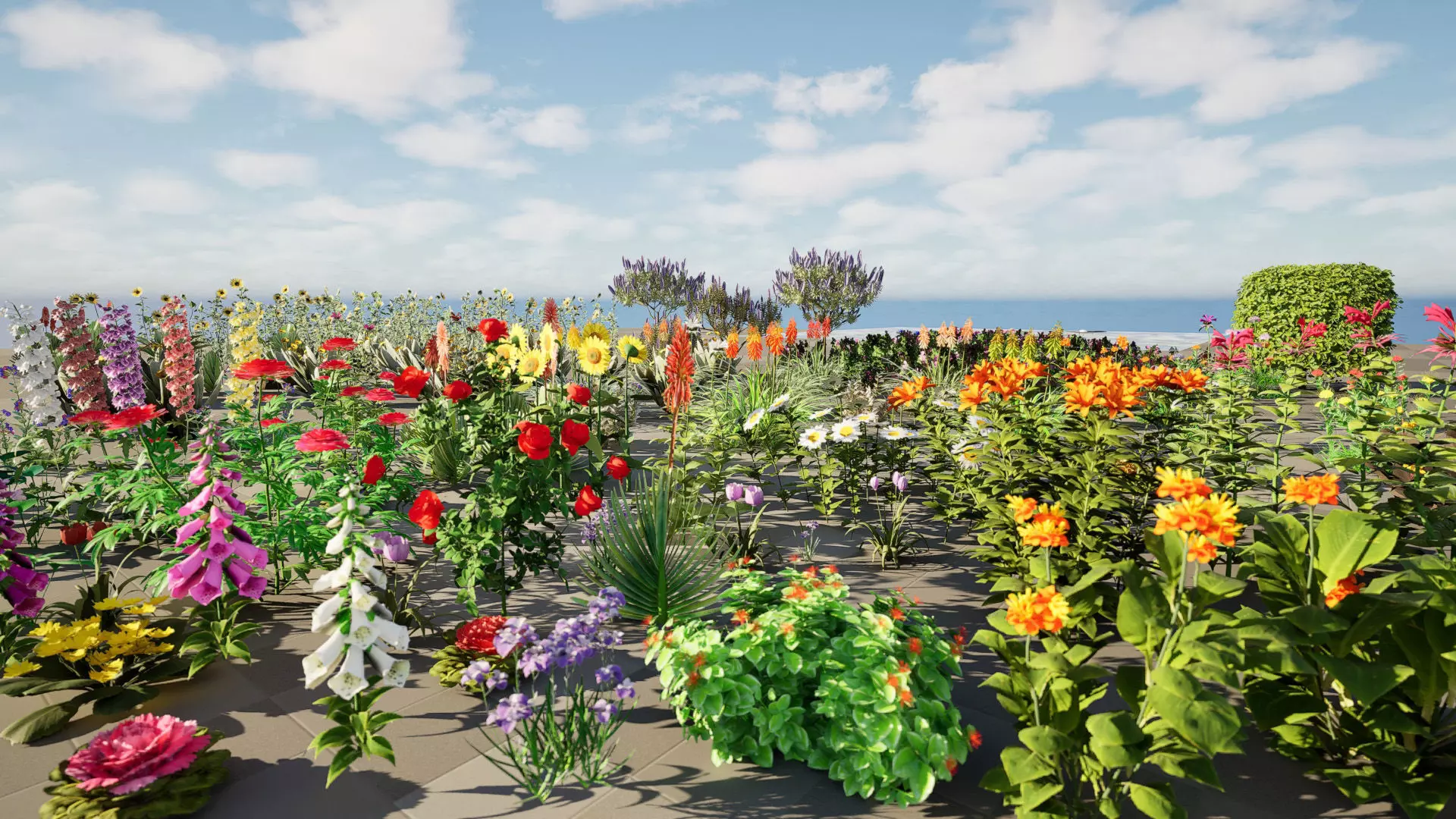 Realistic Low-Poly Outdoor Flowering Plants Low-poly 3D model_0