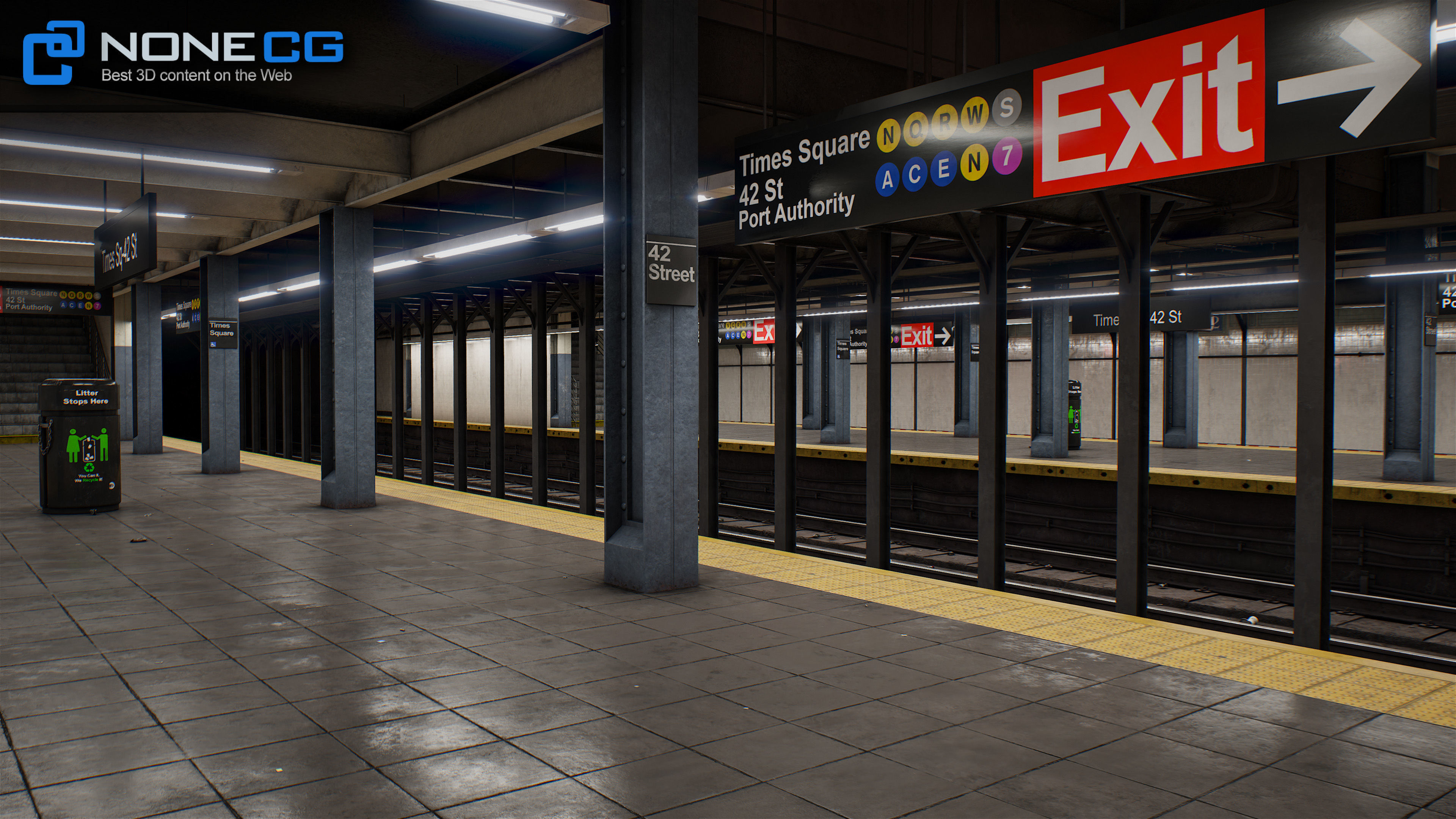 Times Square- 42st Subway Station and R211 Trains 3D model_36