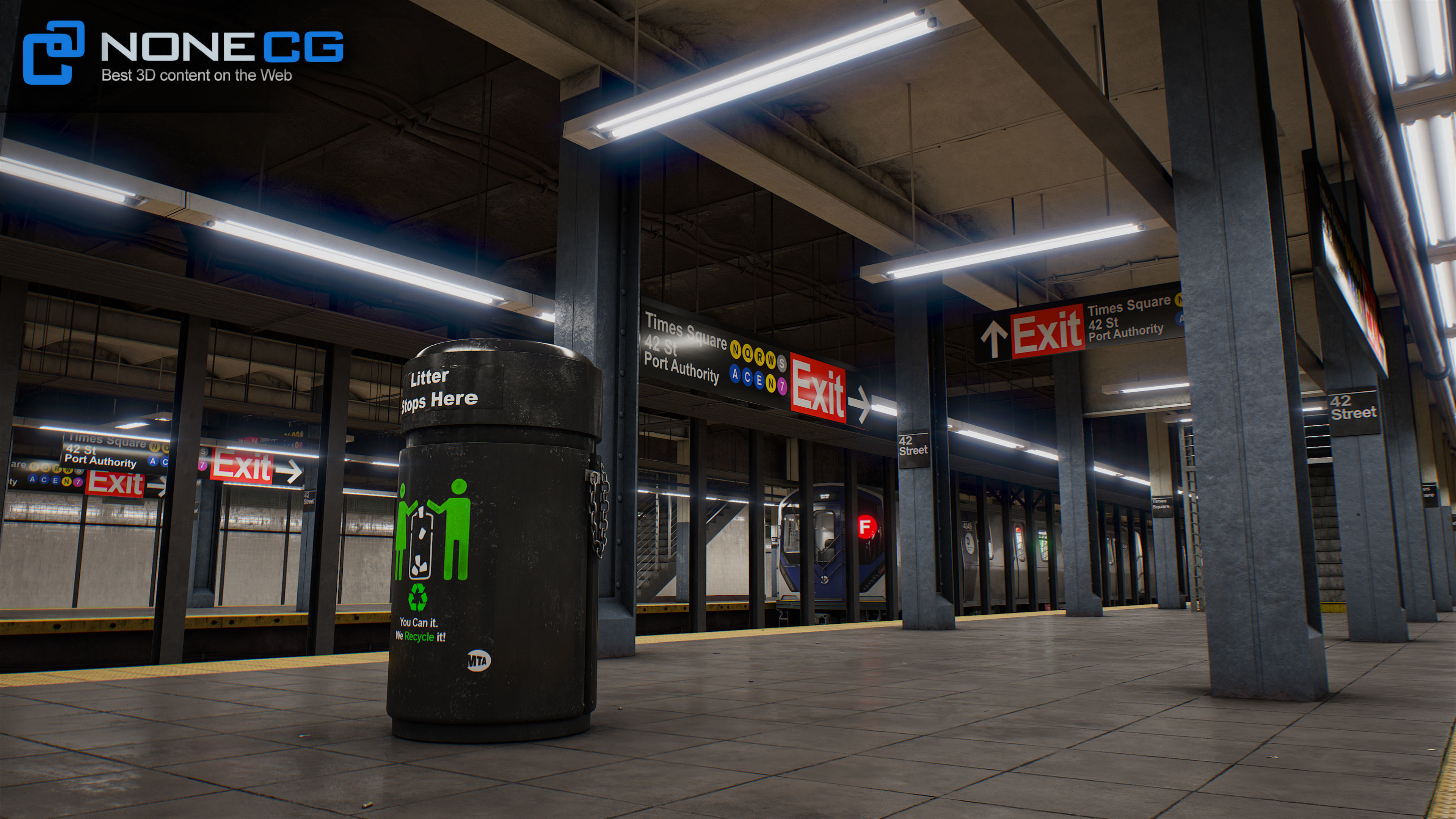 Times Square- 42st Subway Station and R211 Trains 3D model_46