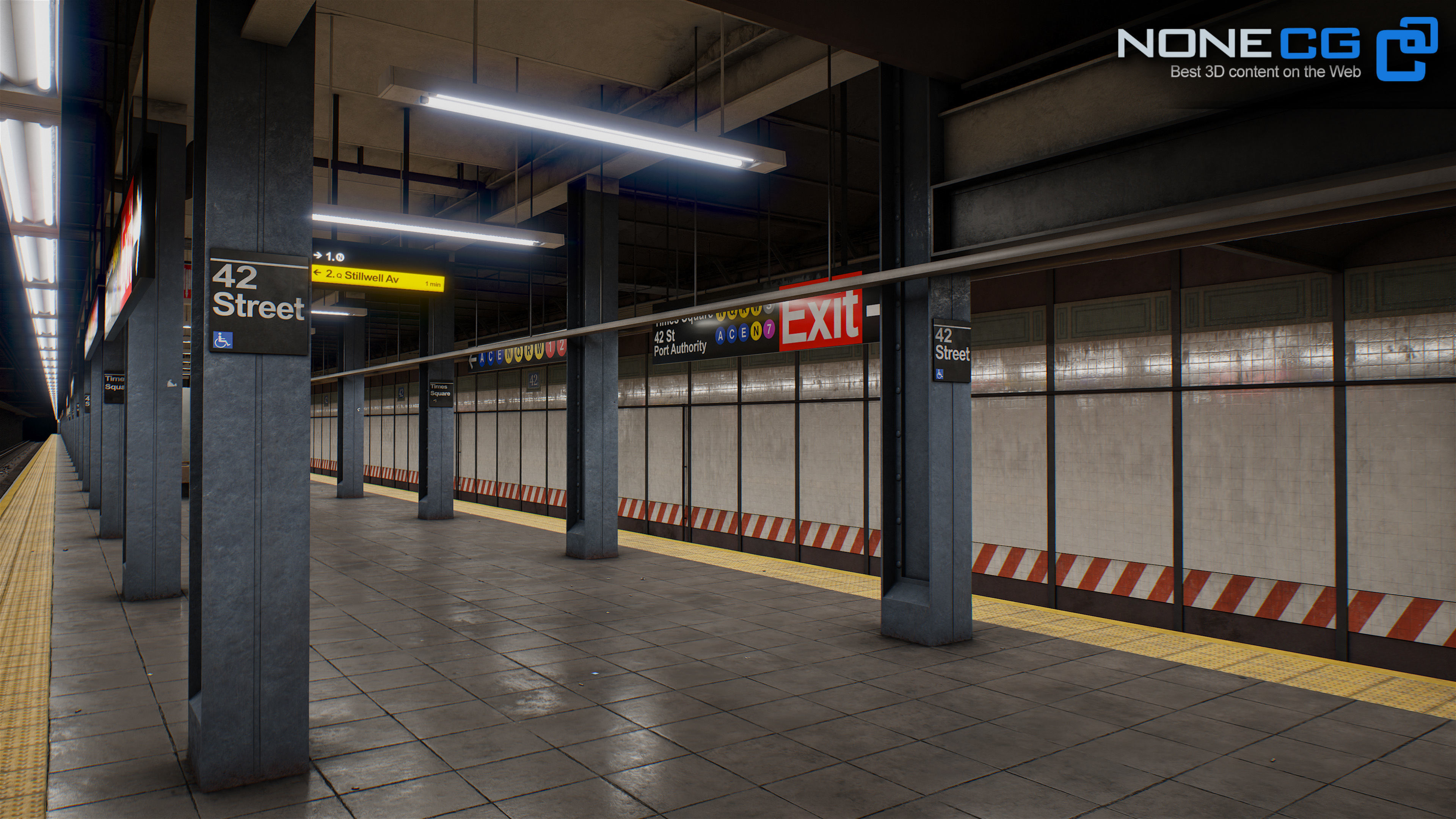 Times Square- 42st Subway Station and R211 Trains 3D model_22