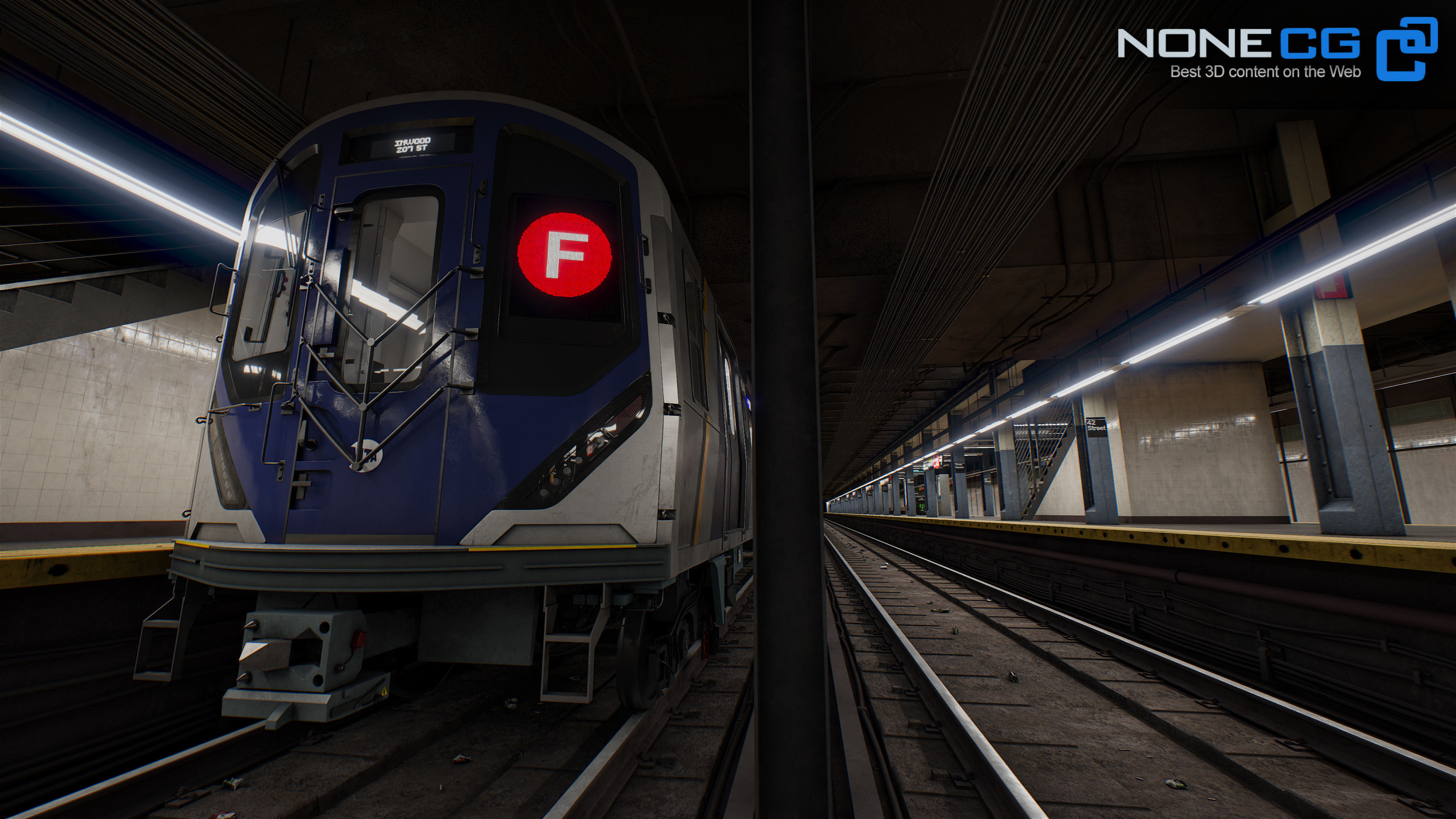 Times Square- 42st Subway Station and R211 Trains 3D model_9