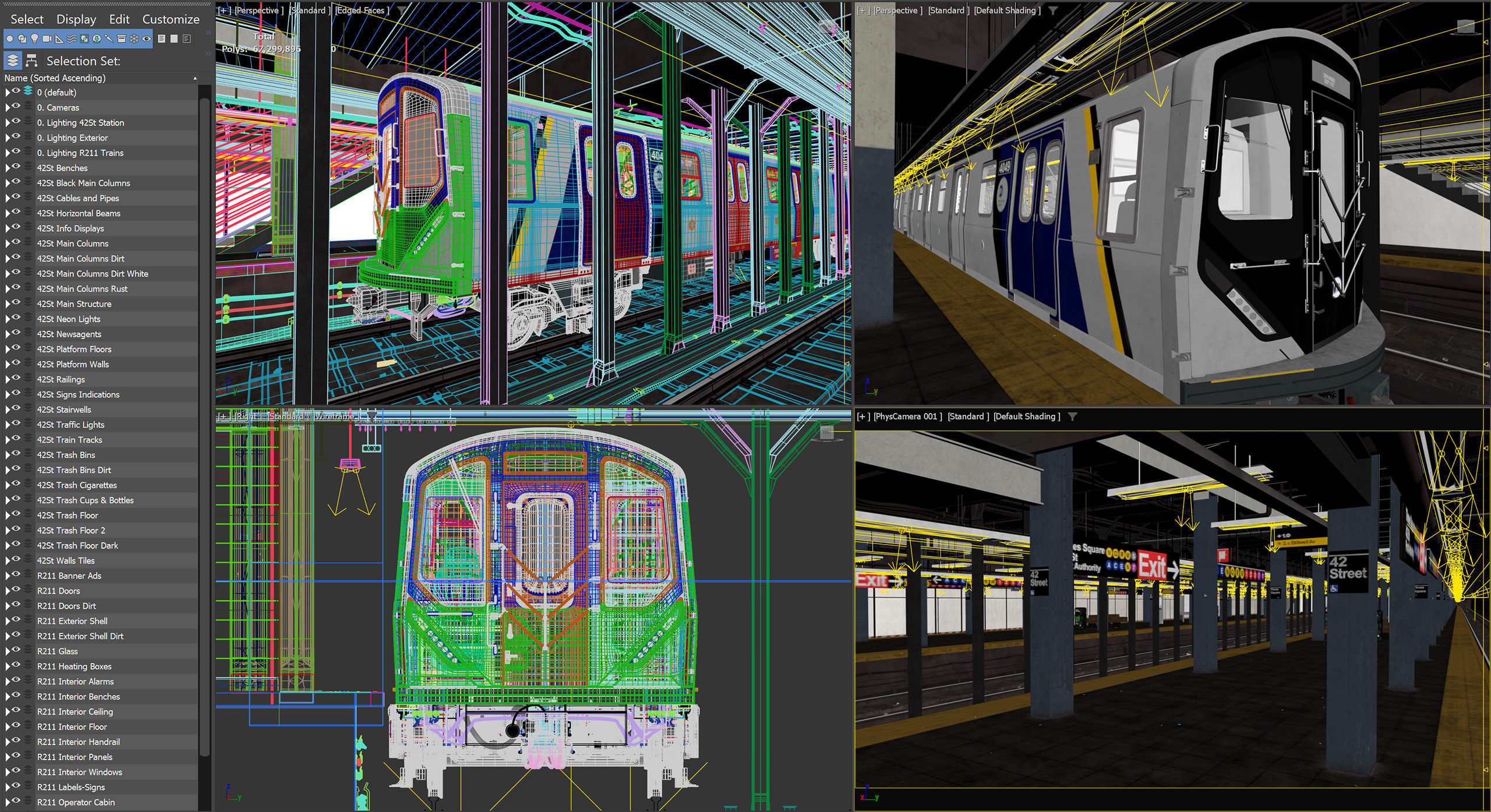 Times Square- 42st Subway Station and R211 Trains 3D model_5