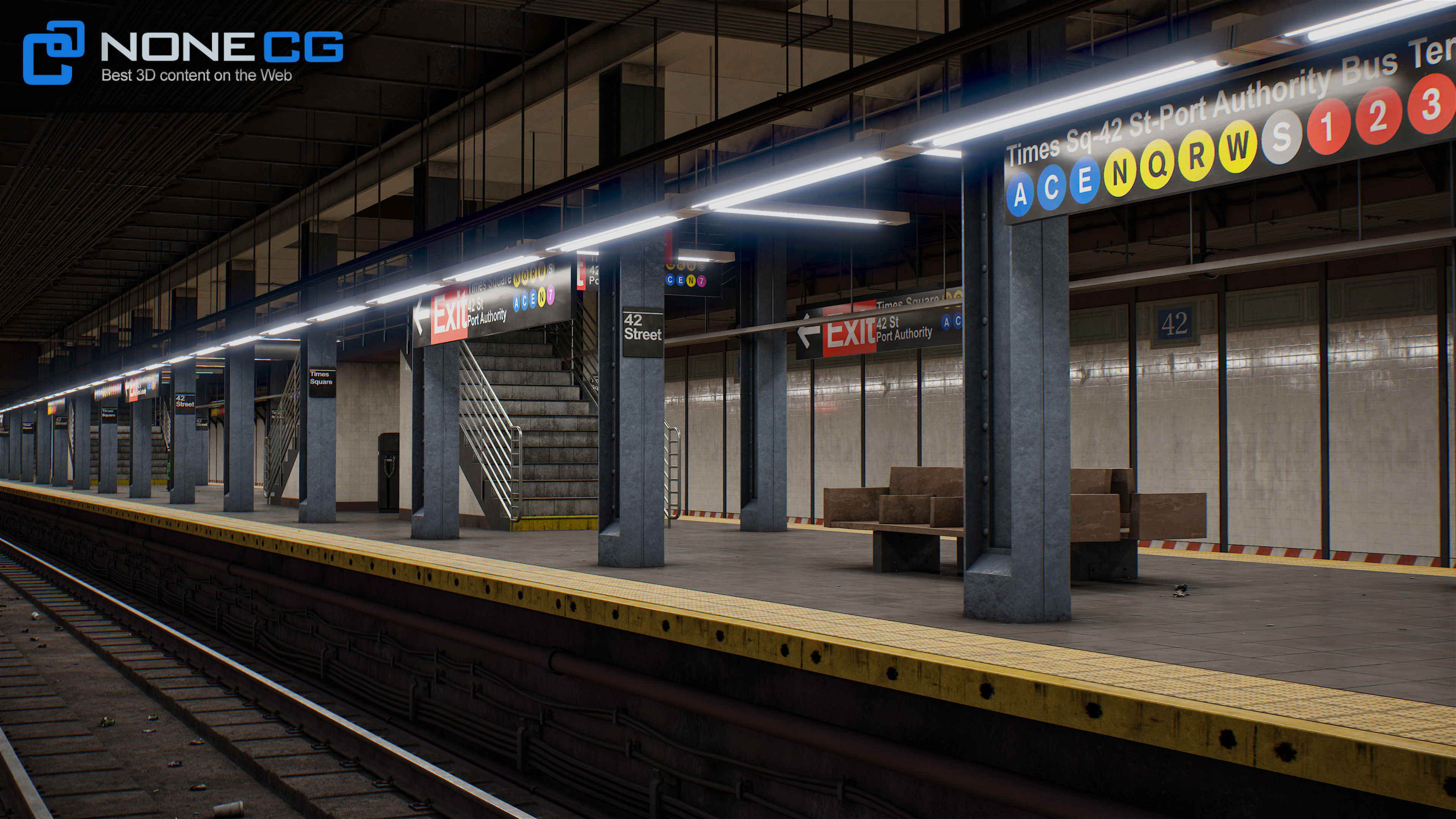 Times Square- 42st Subway Station and R211 Trains 3D model_48