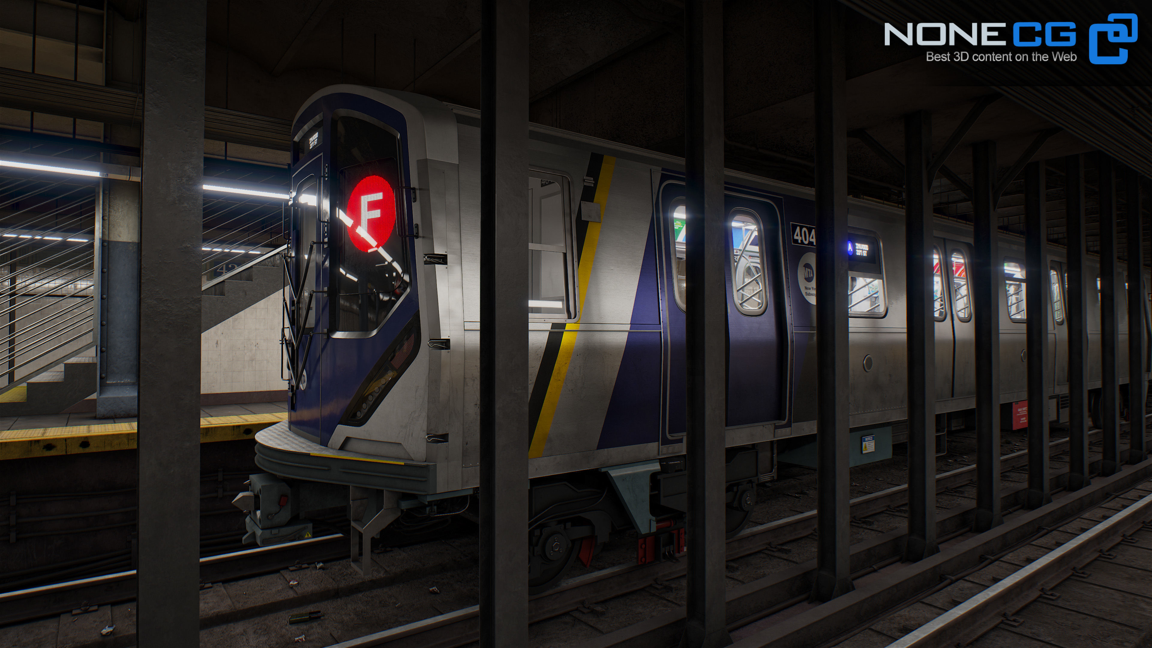 Times Square- 42st Subway Station and R211 Trains 3D model_4