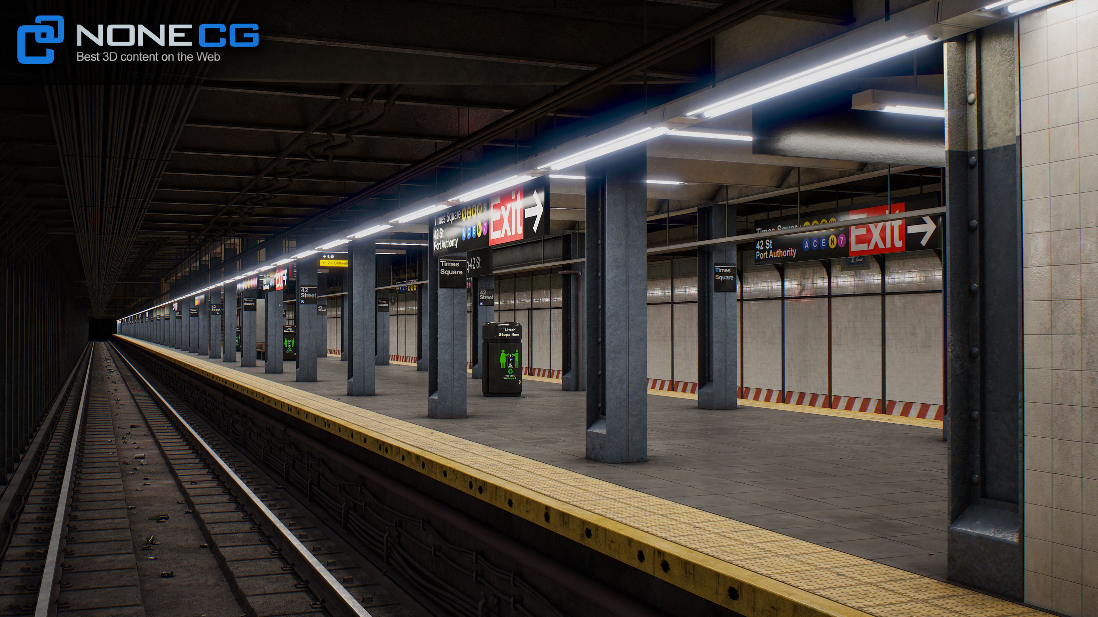 Times Square- 42st Subway Station and R211 Trains 3D model_33