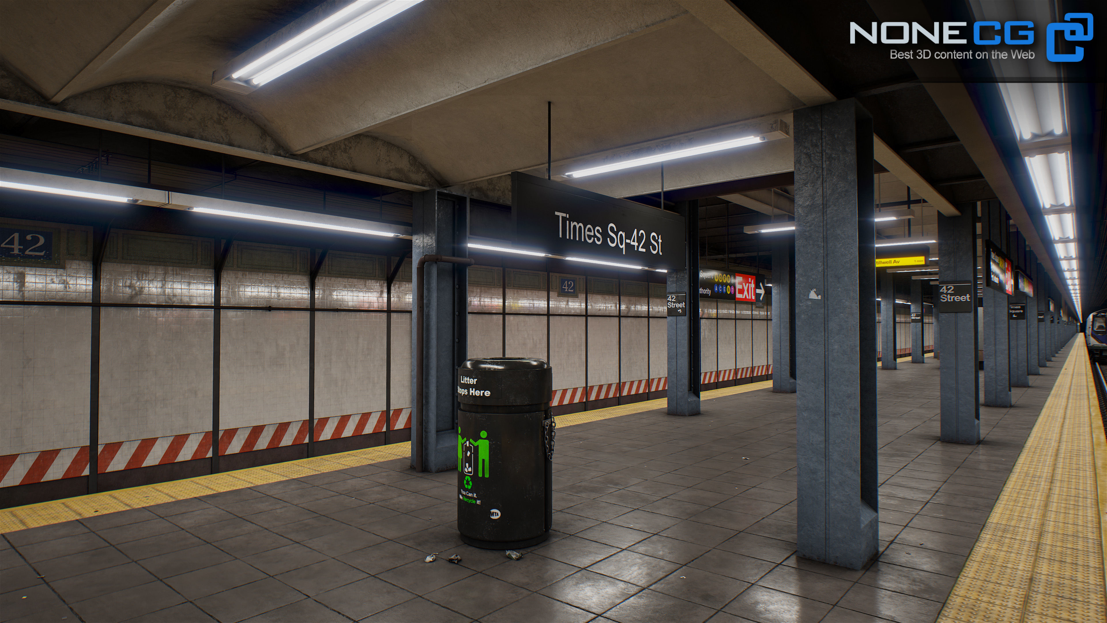 Times Square- 42st Subway Station and R211 Trains 3D model_13