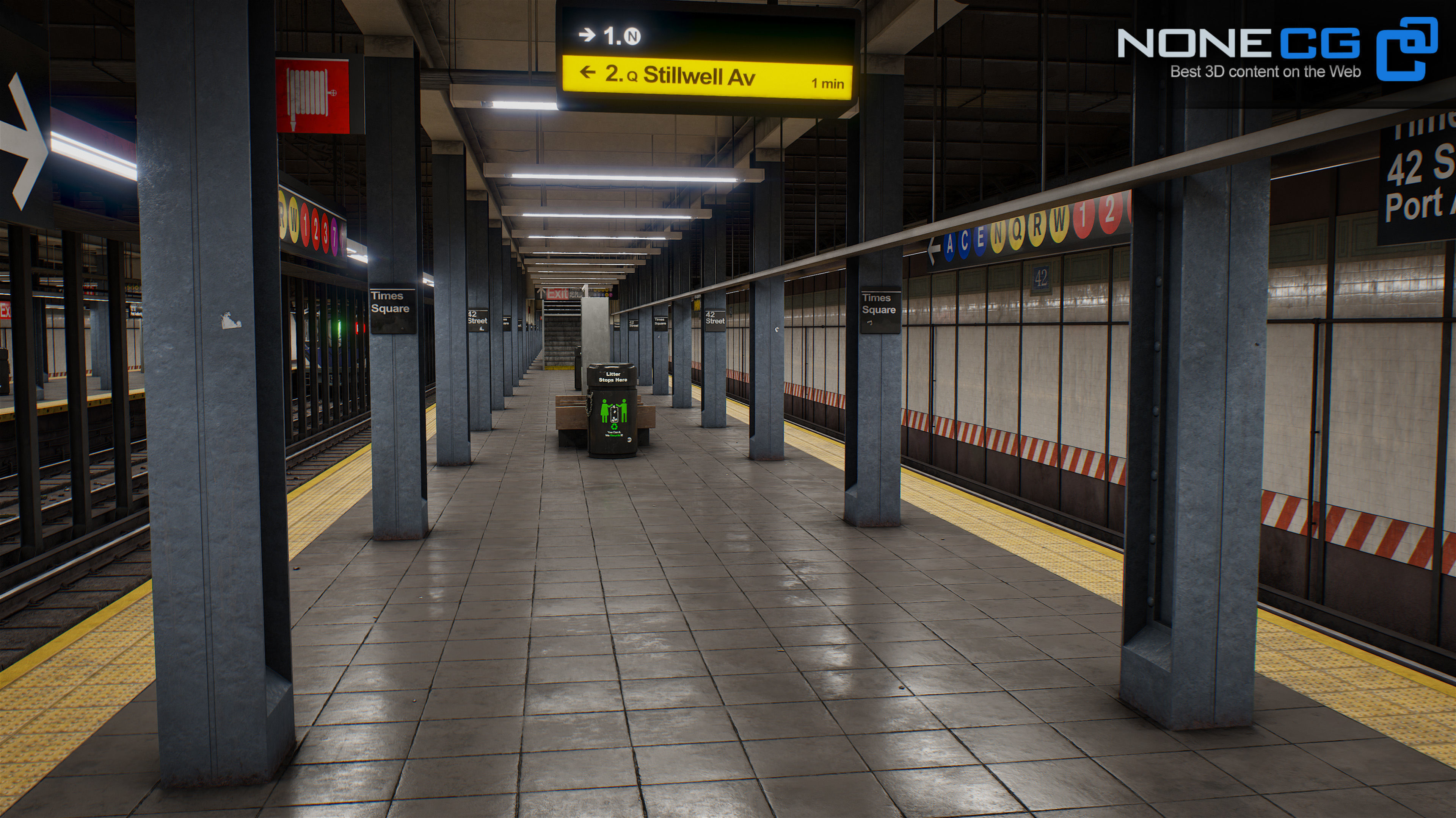 Times Square- 42st Subway Station and R211 Trains 3D model_18