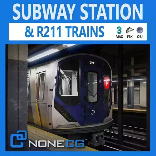 Times Square- 42st Subway Station and R211 Trains 3D model