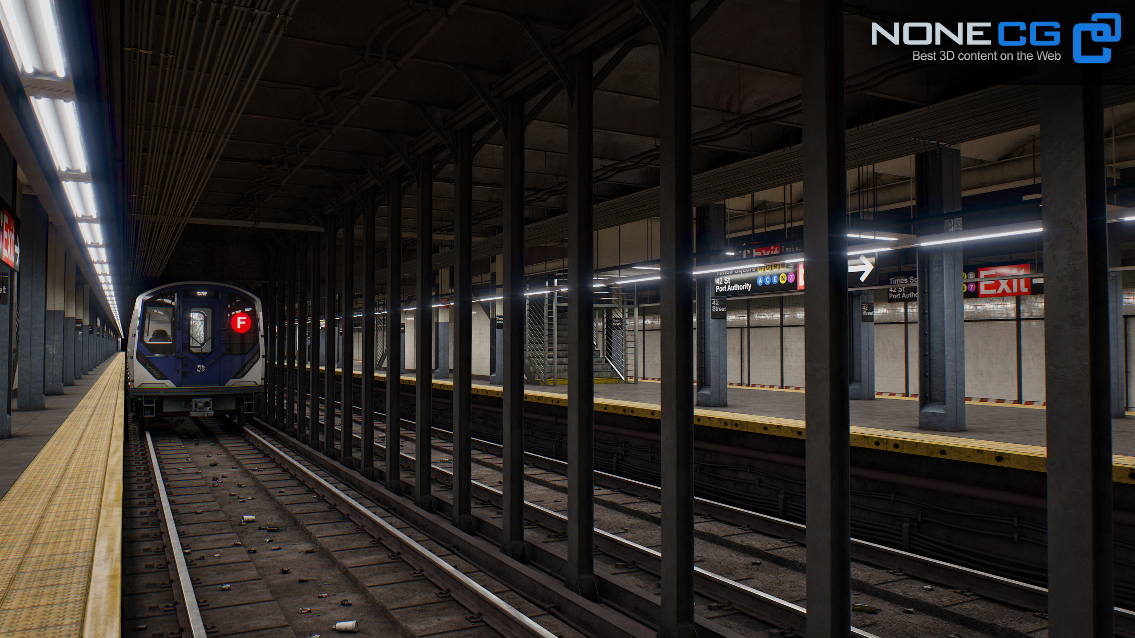 Times Square- 42st Subway Station and R211 Trains 3D model_7