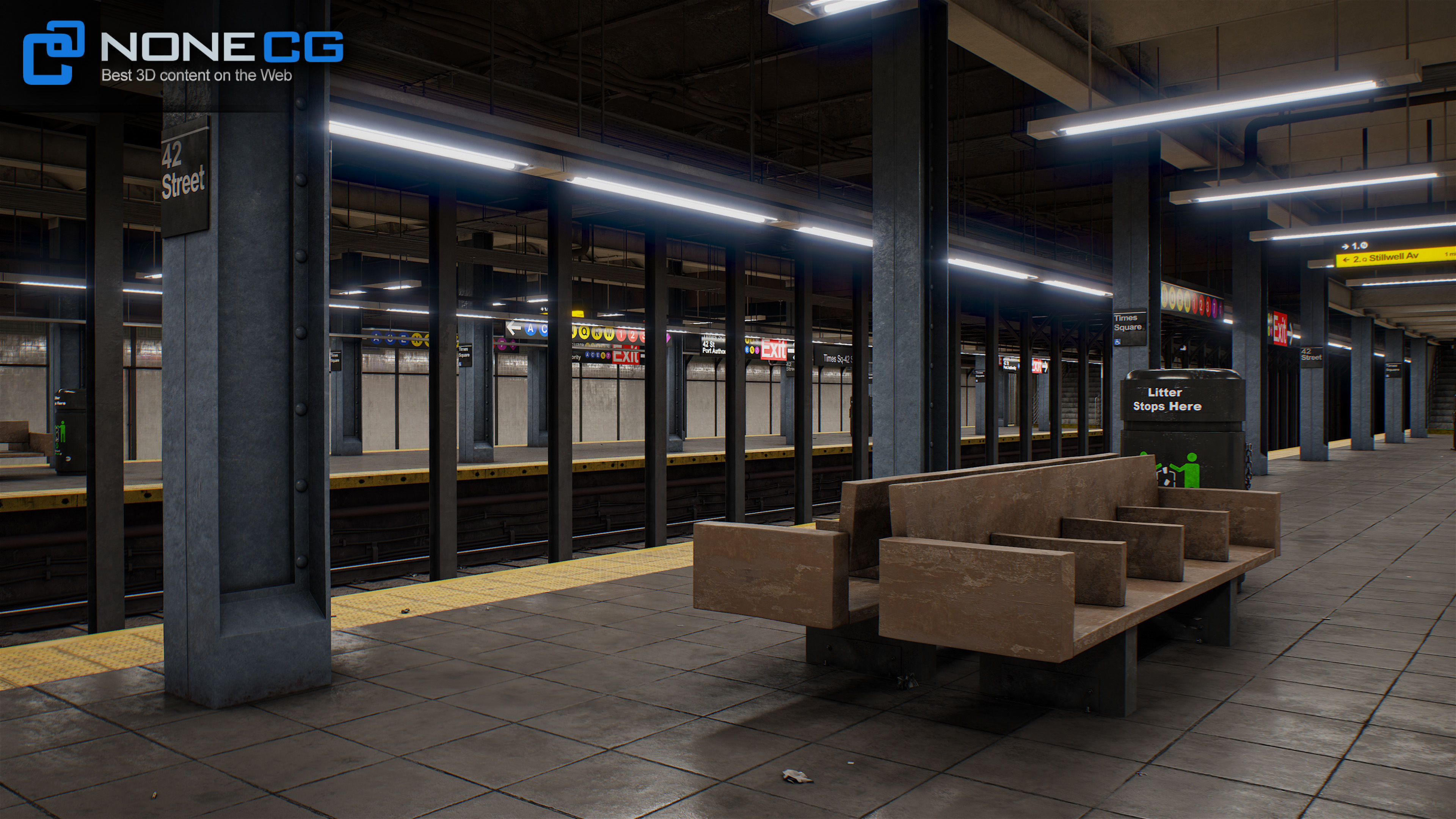 Times Square- 42st Subway Station and R211 Trains 3D model_10