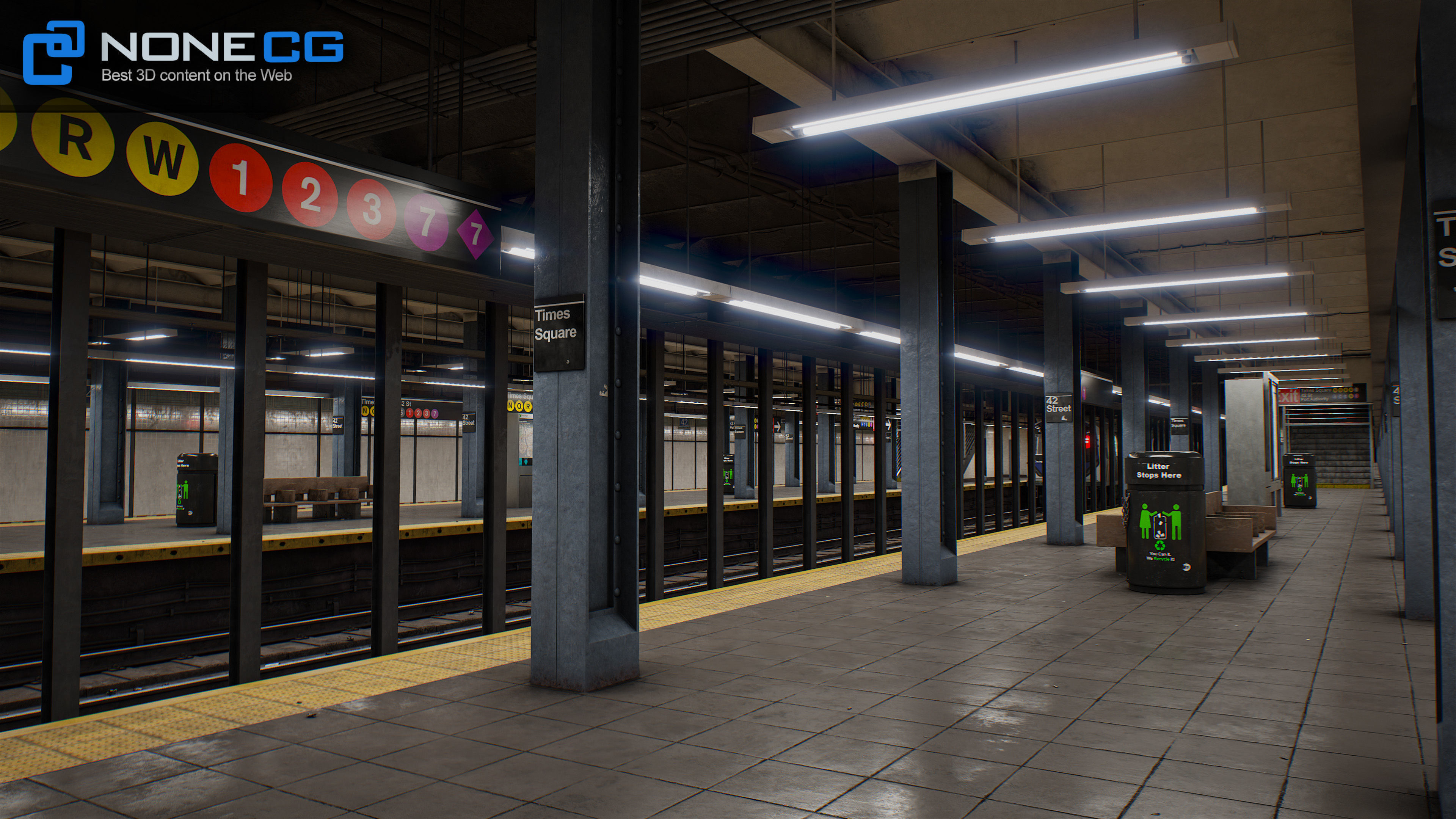 Times Square- 42st Subway Station and R211 Trains 3D model_1