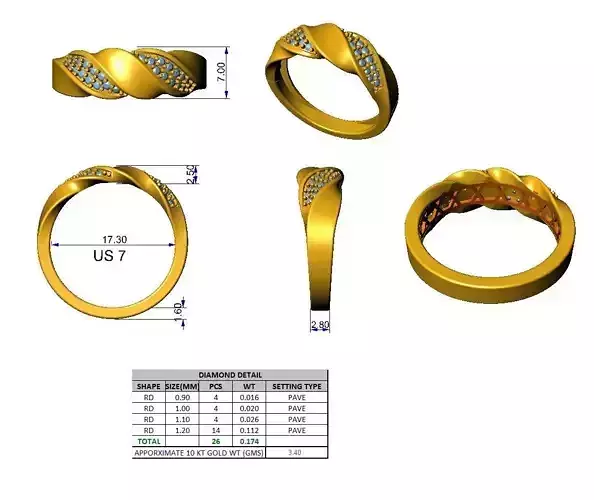 Bridal  design diamond engagement ring for women 3D model